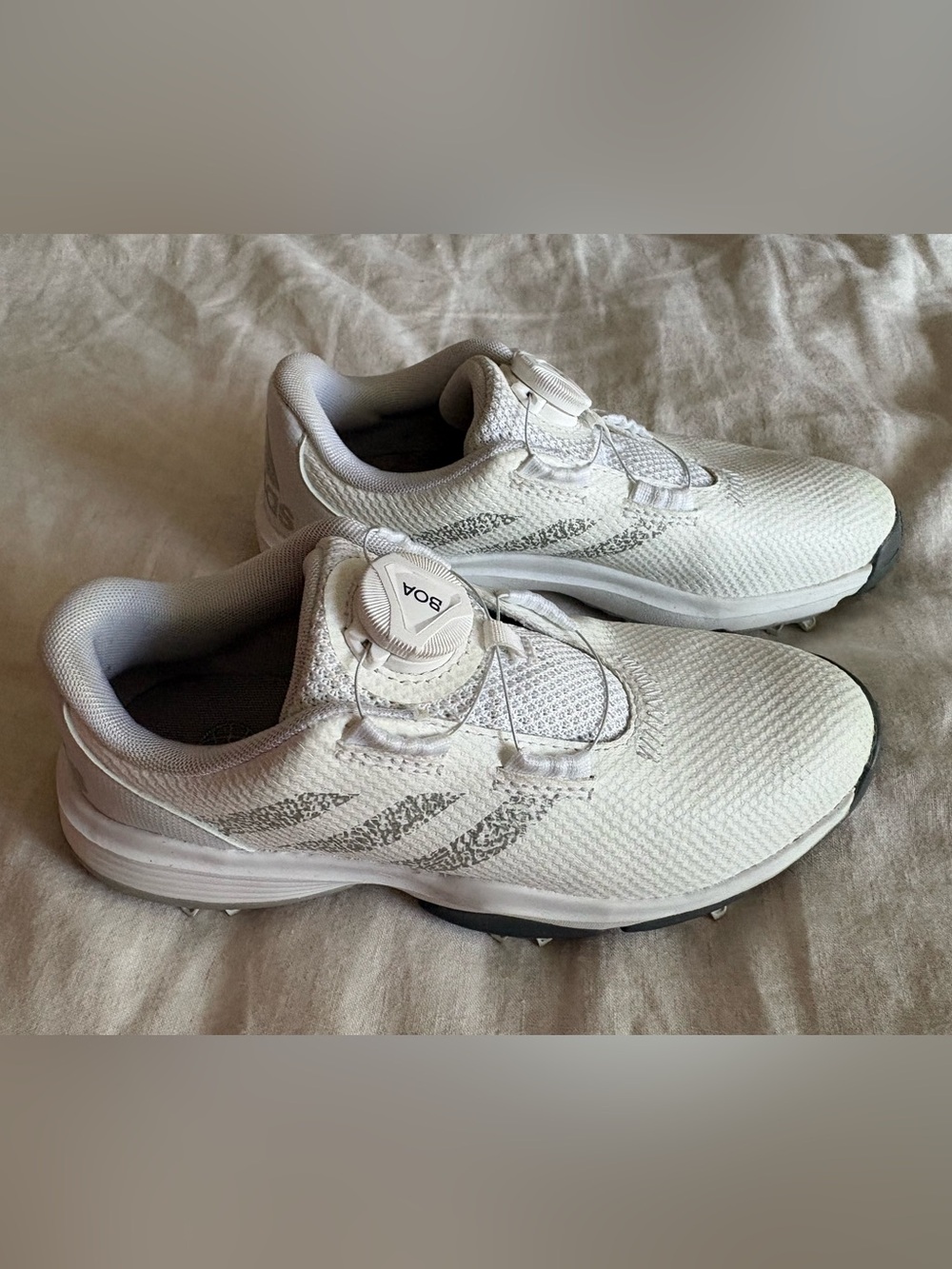 Adidas White Kids BOA Knit Golf Sneakers